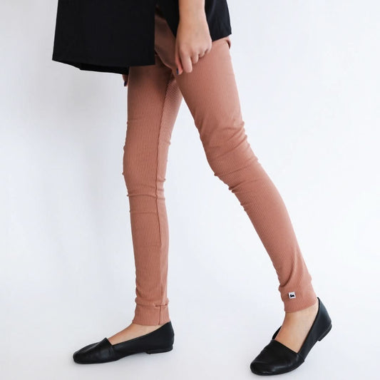 Youth Bamboo Leggings | Terracotta Rib