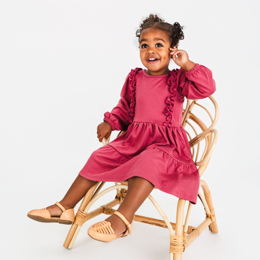 Kids' Bamboo Tiered Ruffled Dress | Pomegranate
