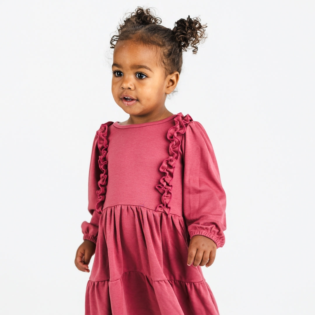 Kids' Bamboo Tiered Ruffled Dress | Pomegranate