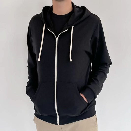 Adult Unisex Bamboo Fleece Zip-up Hoodie | Navy - additional view