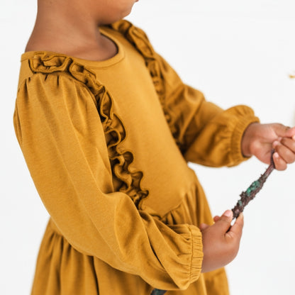 Kids' Bamboo Tiered Ruffled Dress | Umber