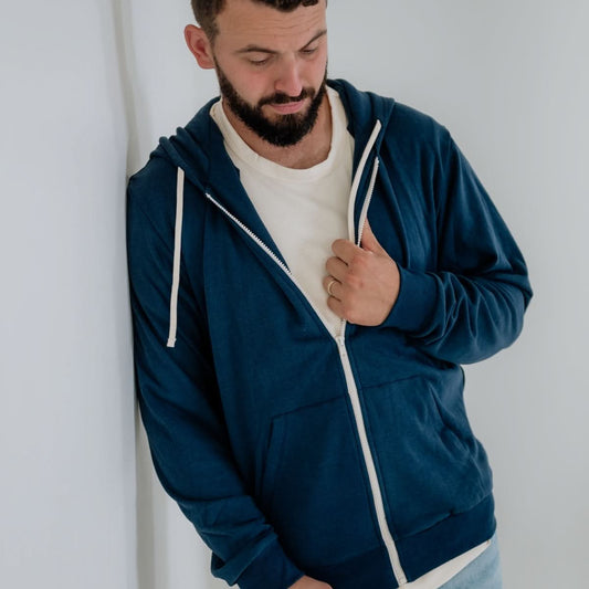 Adult Unisex Bamboo Fleece Zip-up Hoodie | Navy