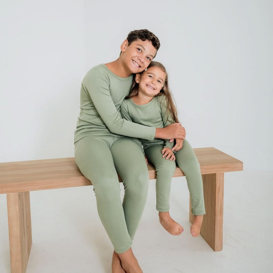 Youth Bamboo 2-Piece Long-Sleeve Lounge Set | Sage