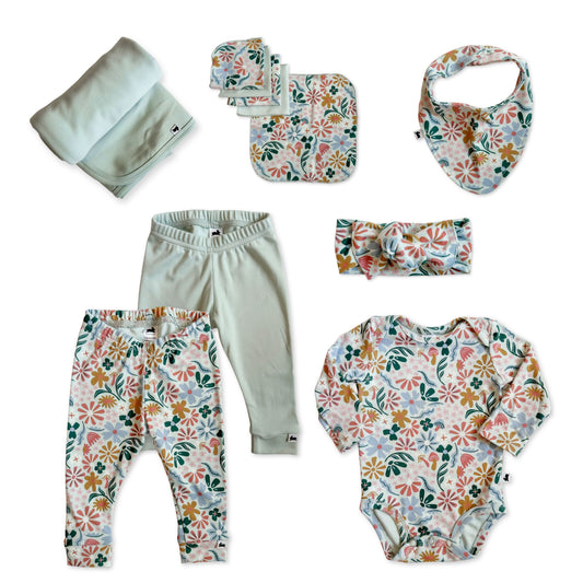 Bamboo Baby Capsule Gift Box | Floating Floral & Misty Blue