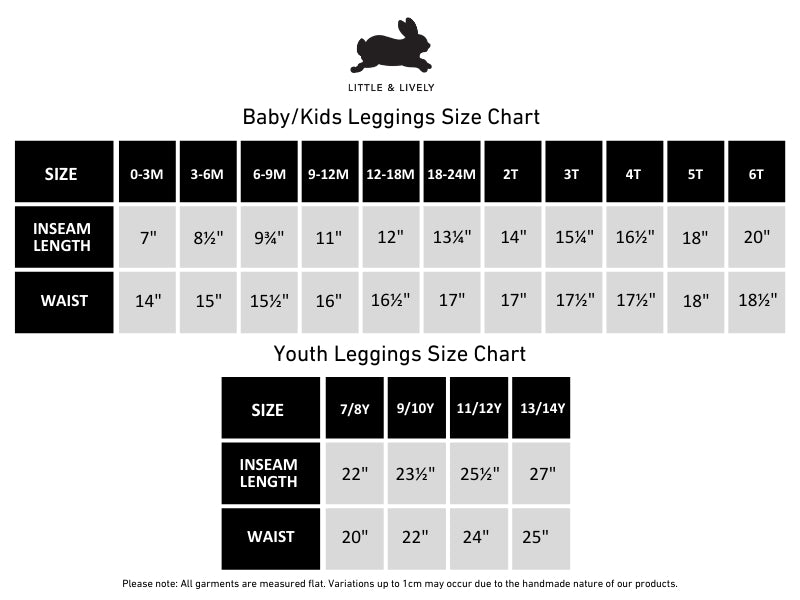 Youth Bamboo Leggings | Icon Landscape size chart