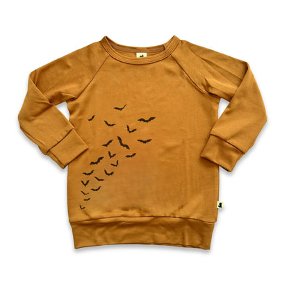 Youth Bamboo Graphic Raglan Sleeve Pullover | Bat Buddies on Umber