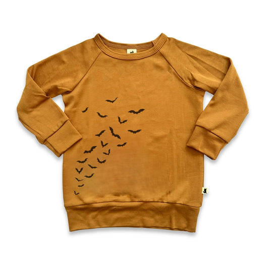 Baby/Kids Bamboo Graphic Raglan Sleeve Pullover | Bat Buddies on Umber