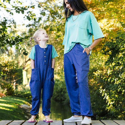Kids' Bamboo Terry Denim Romperall | Blue Denim