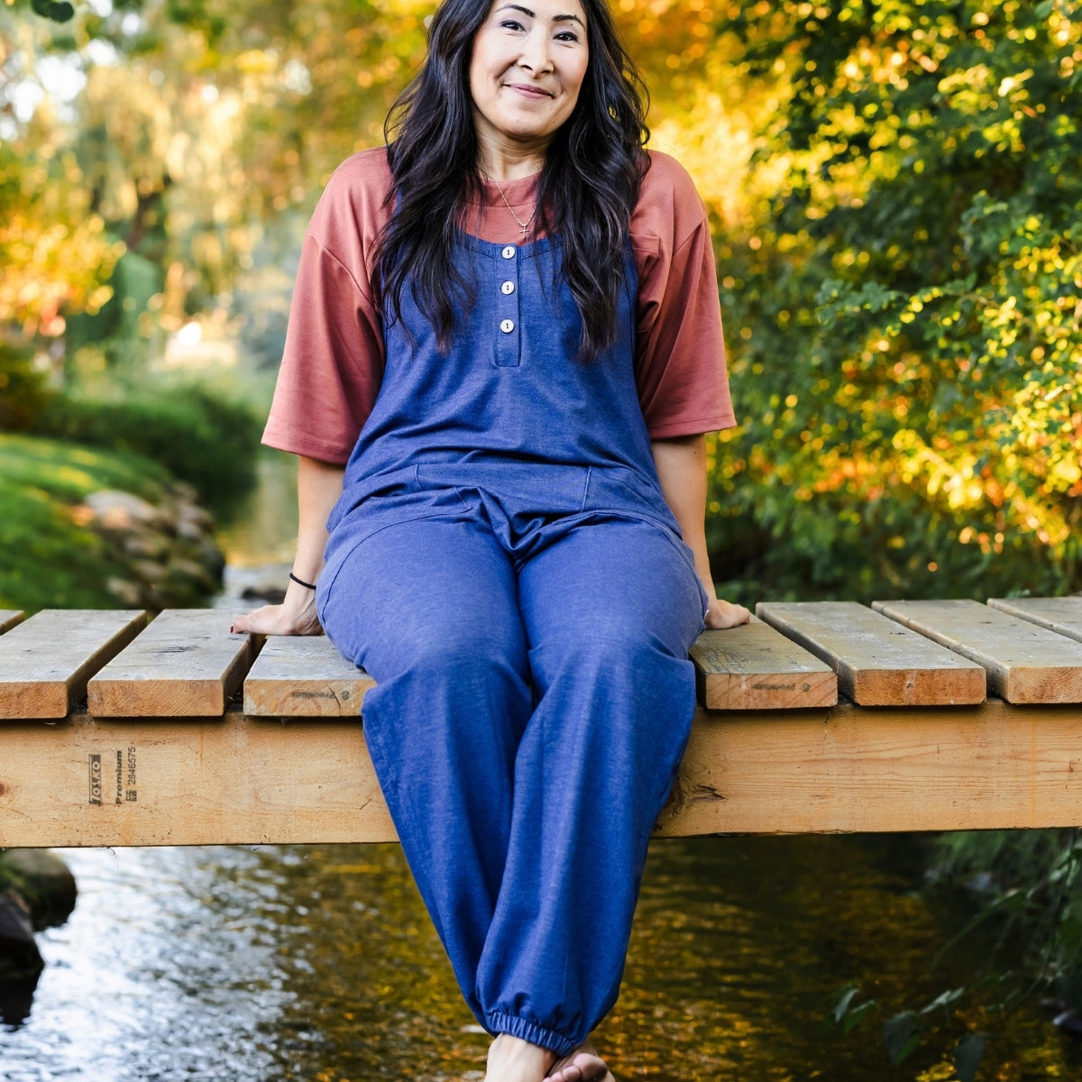 Ladies' Bamboo Terry Denim Romperall | Blue Denim