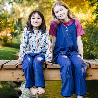 Kids' Bamboo Terry Denim Cargo Balloon Pants | Blue Denim