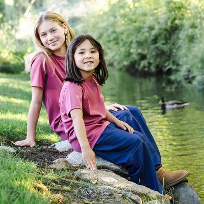Kids' Bamboo Terry Denim Wide Leg Pants | Blue Denim