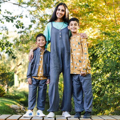 Ladies' Bamboo Terry Denim Romperall | Charcoal Denim