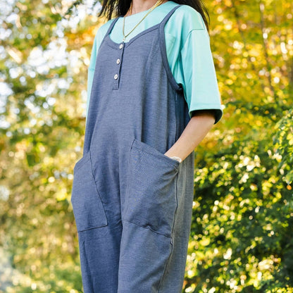 Ladies' Bamboo Terry Denim Romperall | Charcoal Denim