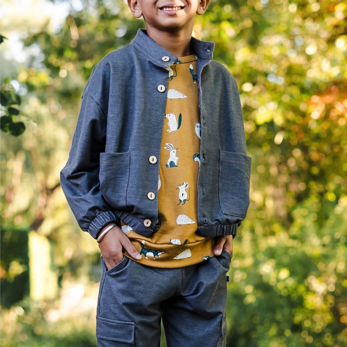 Kids' Bamboo Terry Denim Echo Jacket | Charcoal Denim