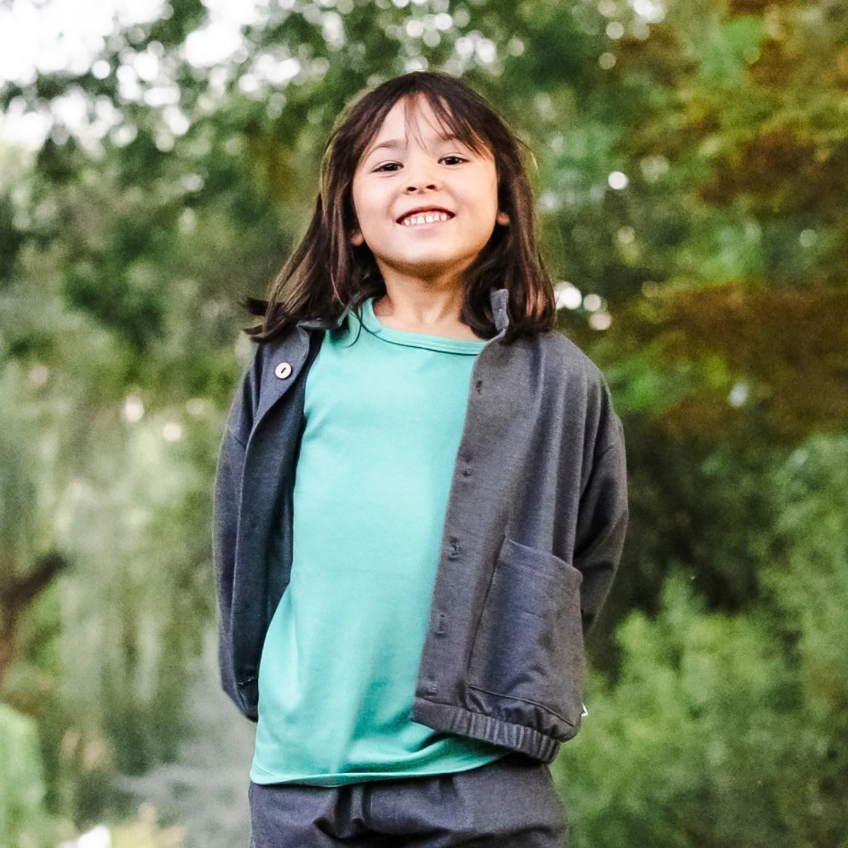 Kids' Bamboo Terry Denim Echo Jacket | Charcoal Denim