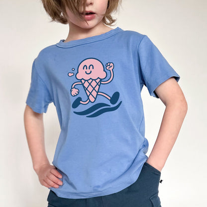 Baby/Kids' Bamboo Graphic T-Shirt | "Ice Cream Dash" On Tidal Blue