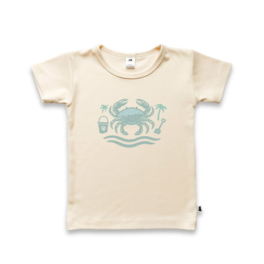 Baby/Kids' Bamboo Graphic T-Shirt | "Happy Crab" on Cream