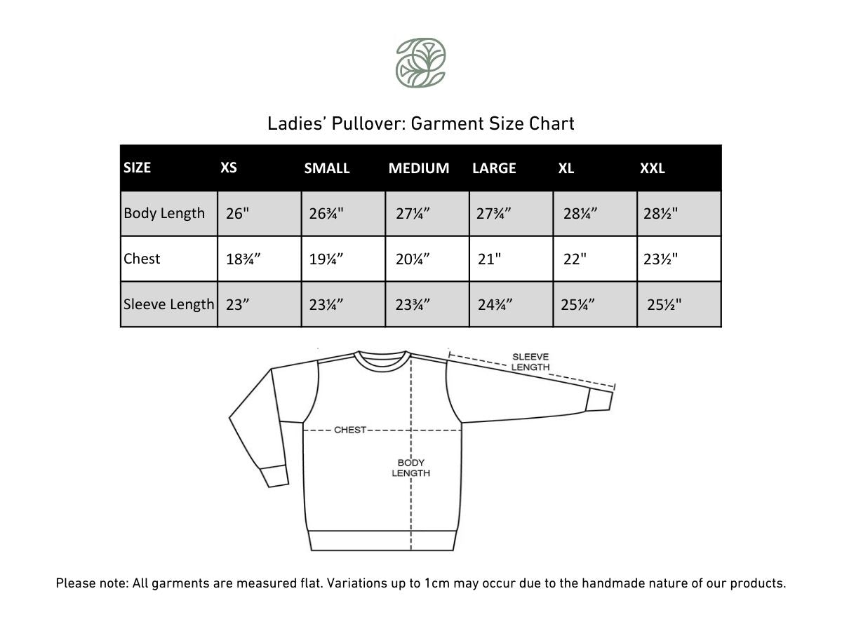 Ladies' Bamboo Set In Sleeve Pullover | Navy size chart
