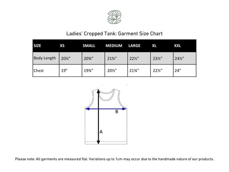 Ladies' Bamboo Cropped Tank | Leaf Green size chart