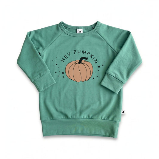 Baby/Kids Bamboo Graphic Raglan Sleeve Pullover | Hey Pumpkin on Spruce Green