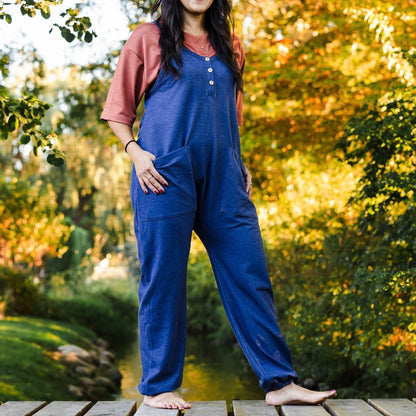 Ladies' Bamboo Terry Denim Romperall | Blue Denim