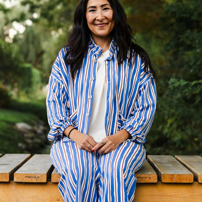 Ladies' Bamboo Terry Echo Jacket | Scandi Stripe