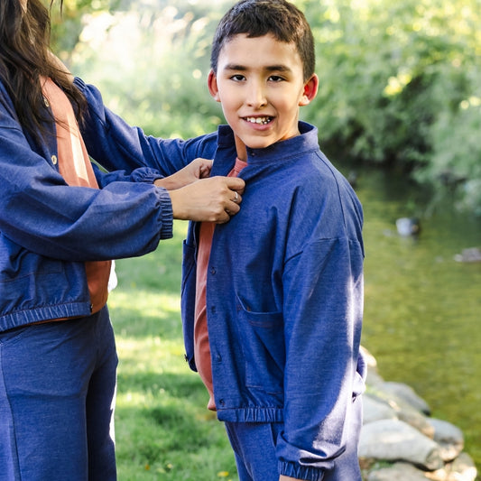 Youth Bamboo Terry Denim Echo Jacket | Blue Denim