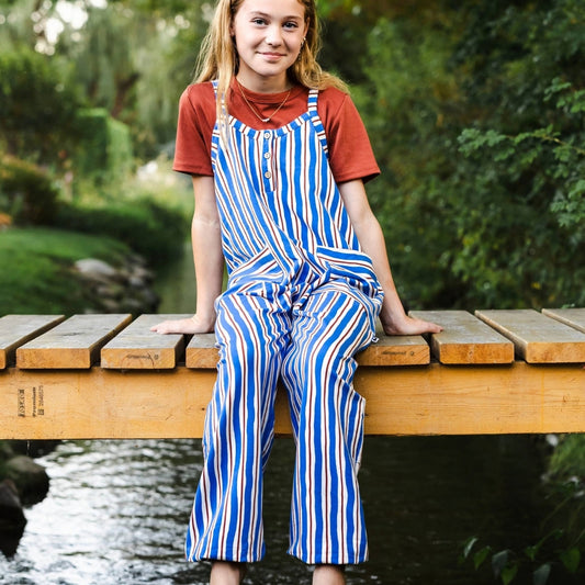Youth Bamboo Terry Romperall | Scandi Stripe