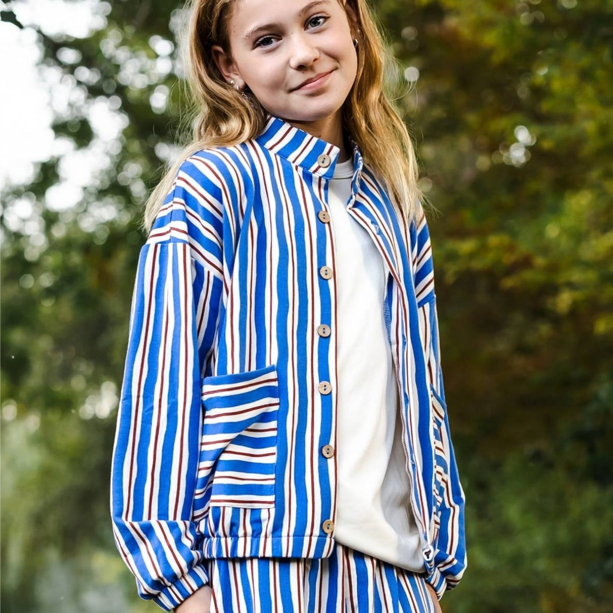 Youth Bamboo Terry Echo Jacket | Scandi Stripe