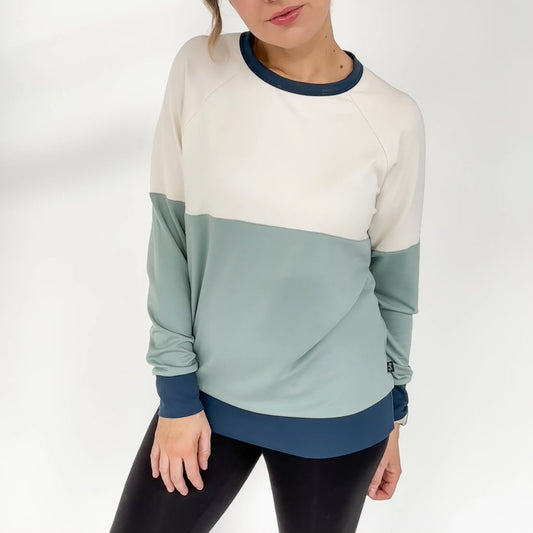 Adult Unisex Bamboo Colour Block Pullover | Lake and Navy