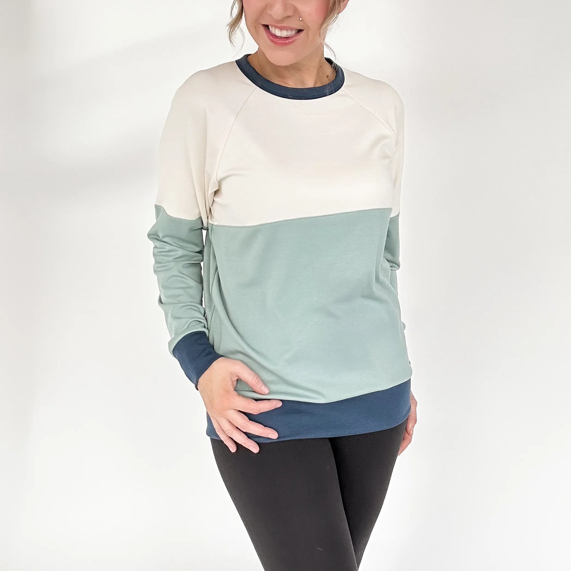 Adult Unisex Bamboo Colour Block Pullover | Lake and Navy