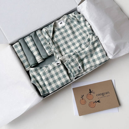 Bamboo Baby Capsule Gift Box - Eucalyptus Gingham & Eucalyptus