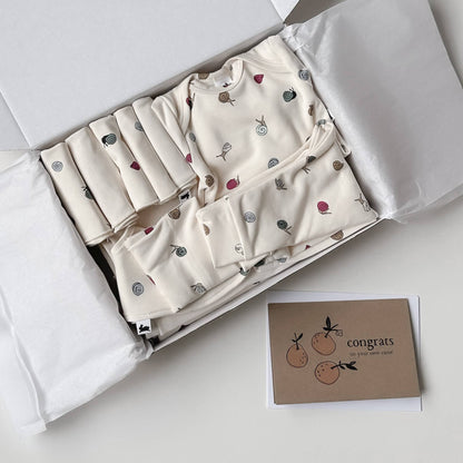 Bamboo Baby Capsule Gift Box - Ditsy Snails & Cream