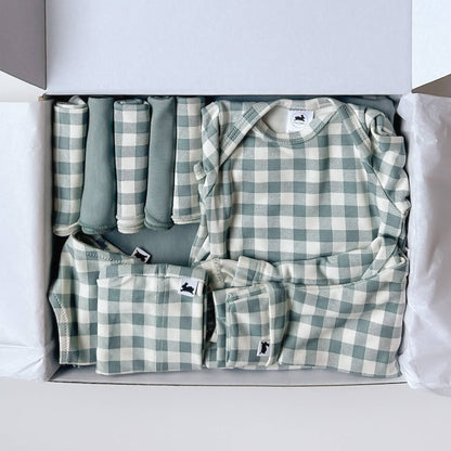 Bamboo Baby Capsule Gift Box - Eucalyptus Gingham & Eucalyptus