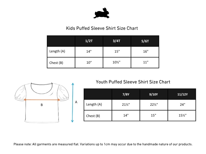 Youth Bamboo Puffed Sleeve T-shirt | Kite Dreams size chart
