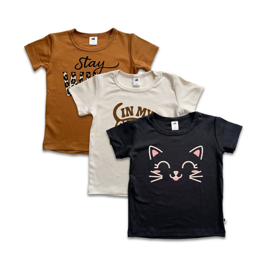 Baby/Kid's Bamboo Graphic T-shirt | In My Cat Era in Cream