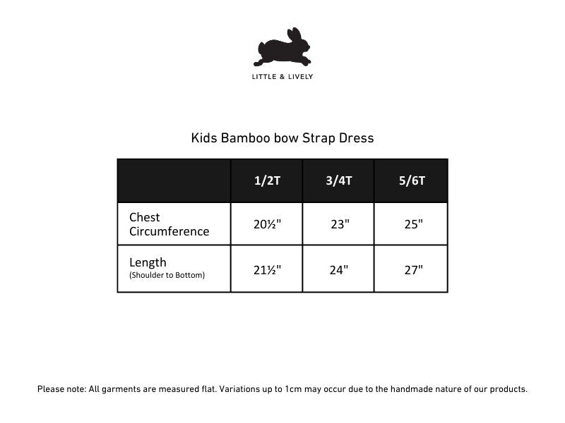 Kids' Bamboo Bow Strap Dress | Digging It size chart