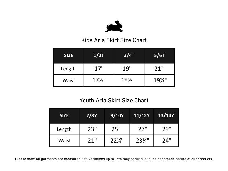 Youth Bamboo Aria Skirt | Berry size chart