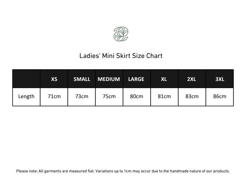 Ladies' Mini Skirt | Blush Checkers size chart