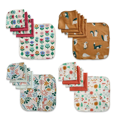 Baby Bamboo Washcloths (Pack of 5) | Block Floral & Pomegranate