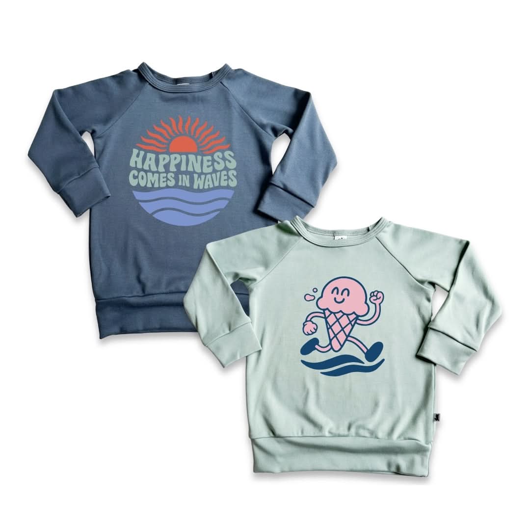Baby/Kids' Bamboo Graphic Raglan Pullover | Ice Cream Dash On Seaglass