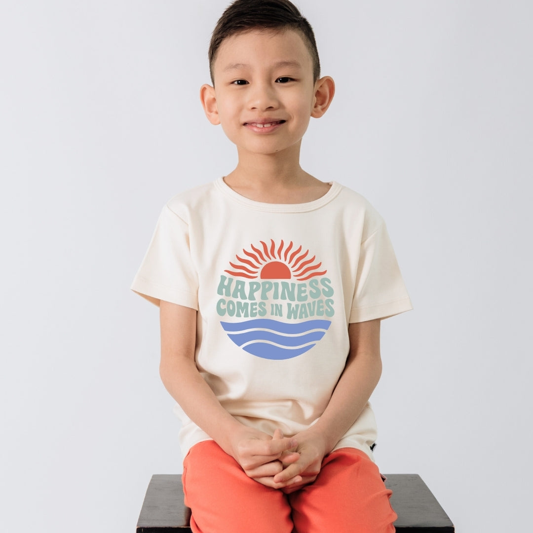 Baby/Kids' Bamboo Graphic T-Shirt | "Happy Crab" | Cream - additional view