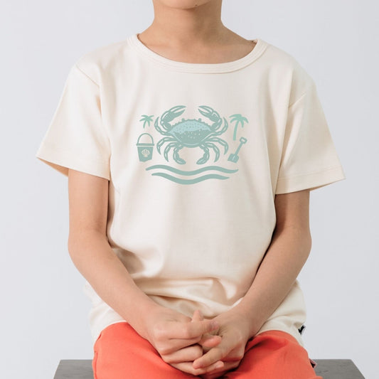 Baby/Kids' Bamboo Graphic T-Shirt | "Happy Crab" on Cream