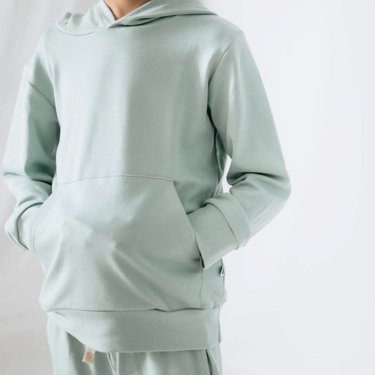Kids' Lightweight Bamboo Kangaroo Pocket Hoodie | Seaglass