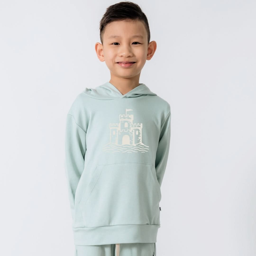 Kids' Bamboo Lightweight Kangaroo Pocket Graphic Hoodie | Sandcastle On Seaglass