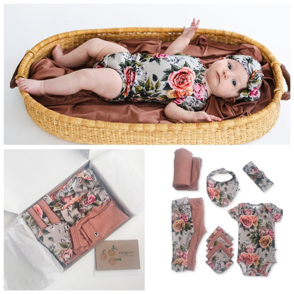 Bamboo Baby Capsule Gift Box | Antique Floral & Terracotta Rib