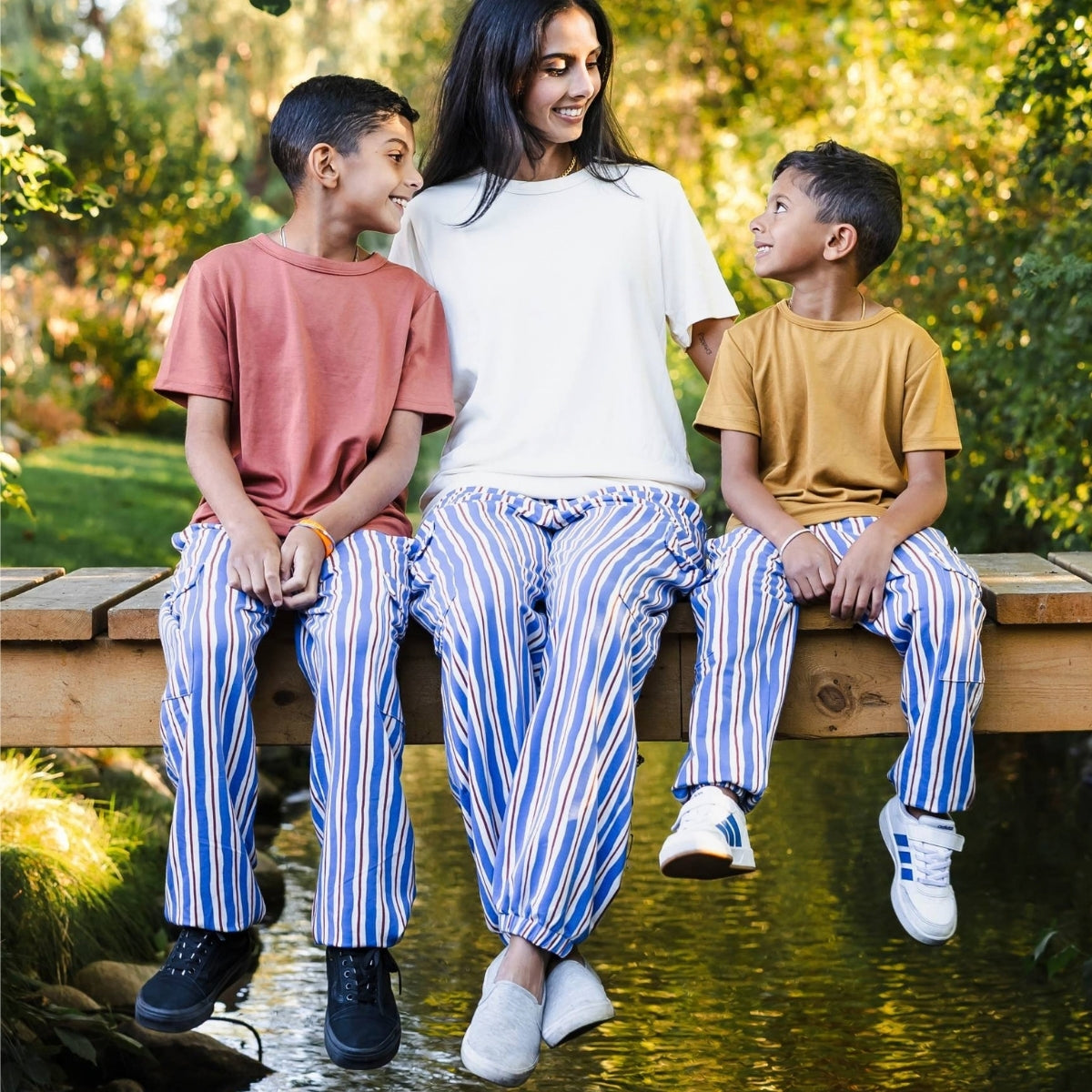 Ladies' Bamboo Terry Cargo Balloon Pants | Scandi Stripe
