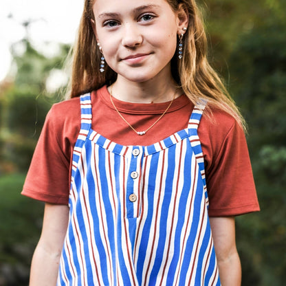 Youth Bamboo Terry Romperall | Scandi Stripe
