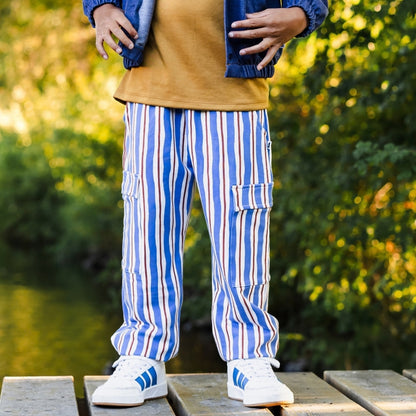 Kids' Bamboo Terry Cargo Balloon Pants | Scandi Stripe