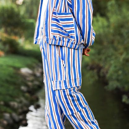 Kids' Bamboo Terry Cargo Balloon Pants | Scandi Stripe